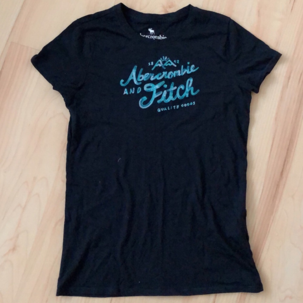 navy abercrombie sequin print soft cotton tee